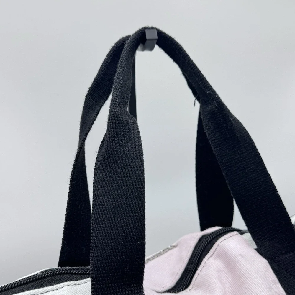 Victorias Secret Overnight Duffle Bag Weekend Tote VS Pink Black Stripe Crossbod